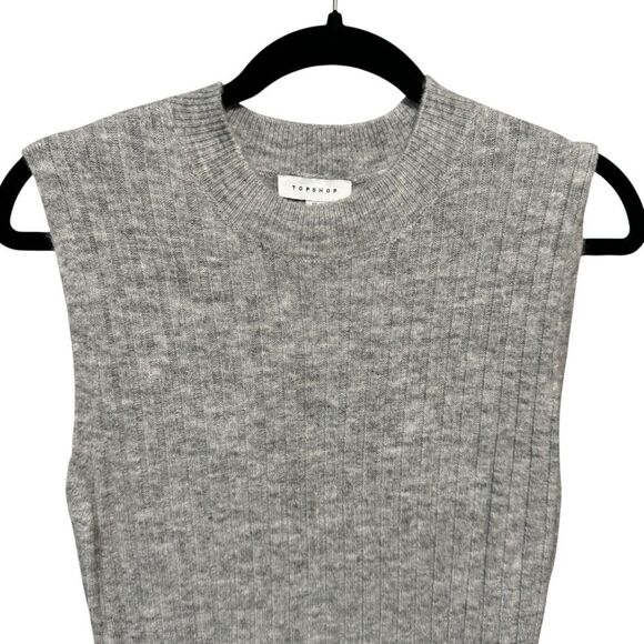 Topshop Ribbed Sleeveless Gray Knit Midi Dress - Picture 4 of 8